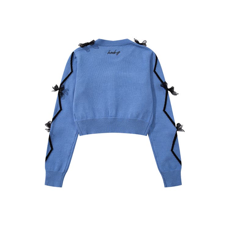 HOOK】for girls リボン付きカーディガン ショート丈[品番