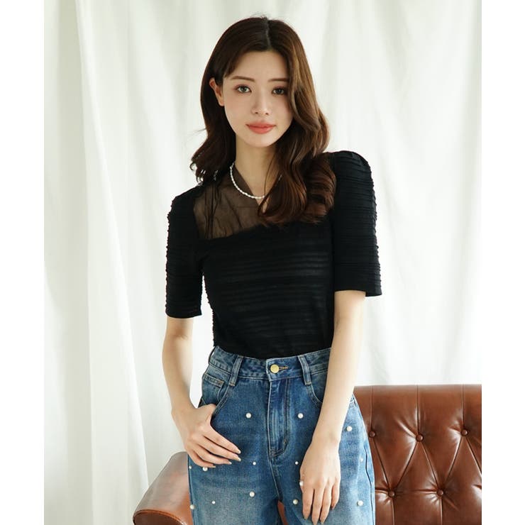 【Jasmine】チュール切り替え トップス Jasmine | aimoha  | 詳細画像1 