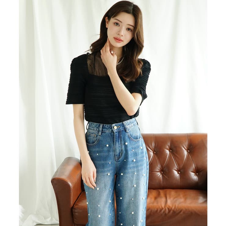 【Jasmine】チュール切り替え トップス Jasmine | aimoha  | 詳細画像2 