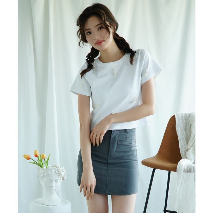 【Jasmine】パールリボン トップス Jasmine | aimoha  | 詳細画像1 