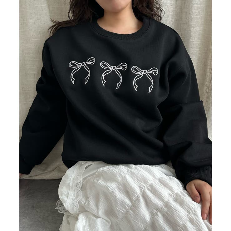 【Jasmine】リボンロゴ刺しゅうスウェット Jasmine Grandifl… | aimoha  | 詳細画像3 