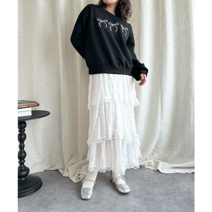 【Jasmine】リボンロゴ刺しゅうスウェット Jasmine Grandifl… | aimoha  | 詳細画像2 