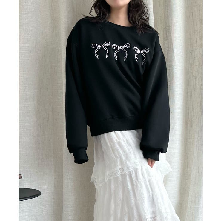 【Jasmine】リボンロゴ刺しゅうスウェット Jasmine Grandifl… | aimoha  | 詳細画像6 