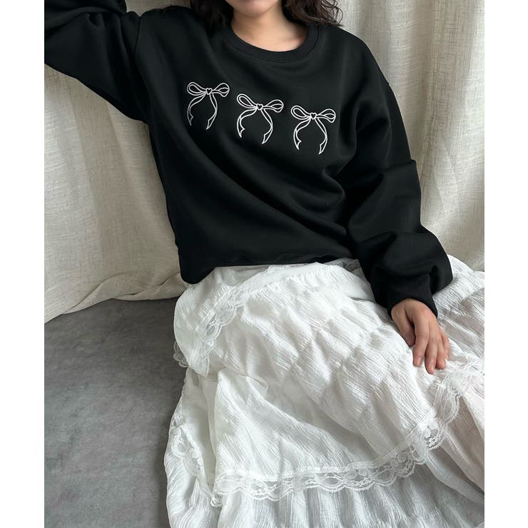 【Jasmine】リボンロゴ刺しゅうスウェット Jasmine Grandifl… | aimoha  | 詳細画像8 