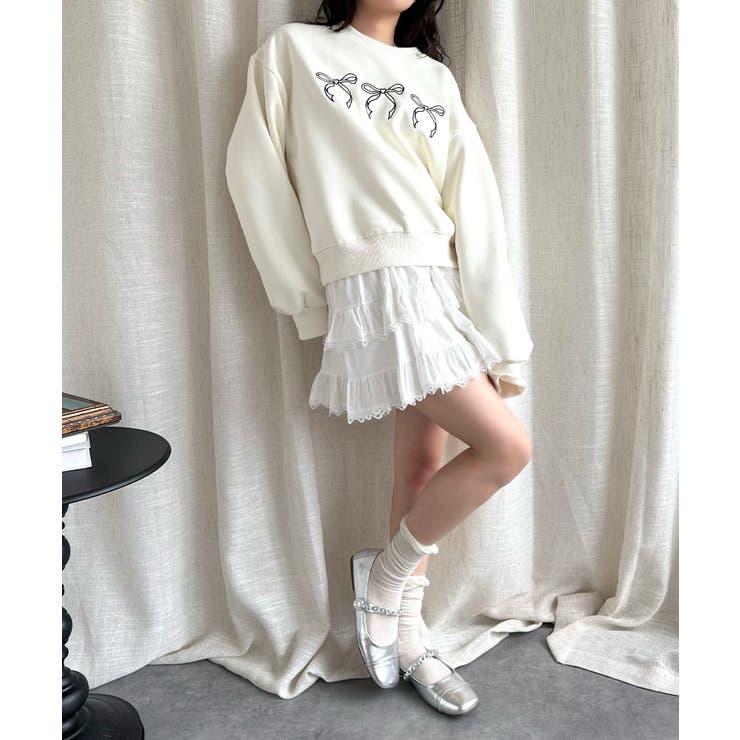 【Jasmine】リボンロゴ刺しゅうスウェット Jasmine Grandifl… | aimoha  | 詳細画像15 