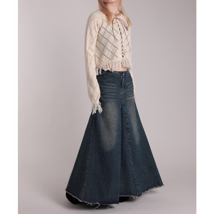 【HOOK】for girls 裾フリンジ透かし編み編み上げカーディガン | HOOK | 詳細画像26 