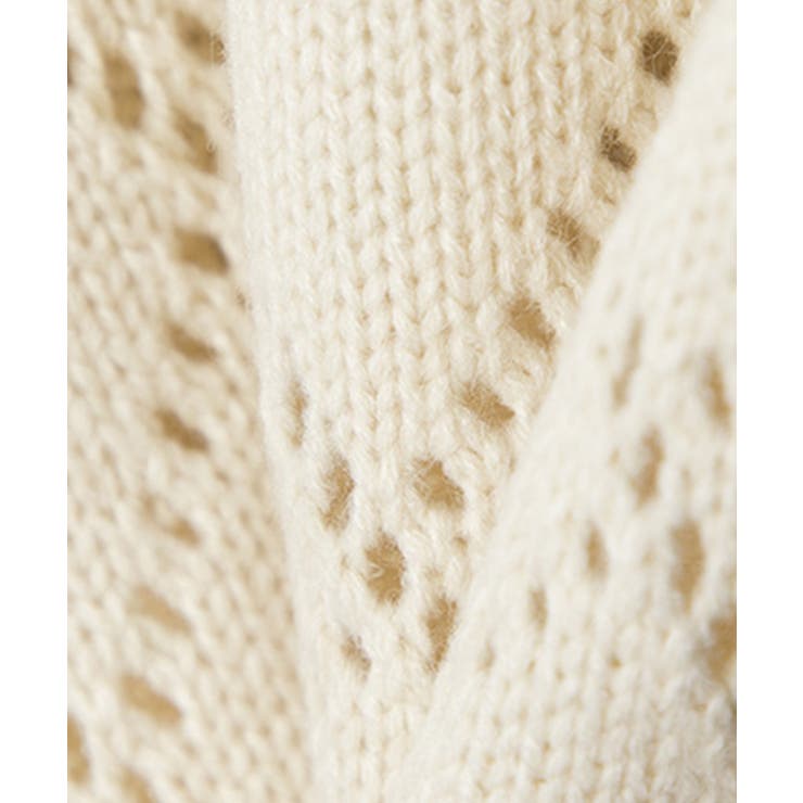 【HOOK】for girls 裾フリンジ透かし編み編み上げカーディガン | HOOK | 詳細画像4 