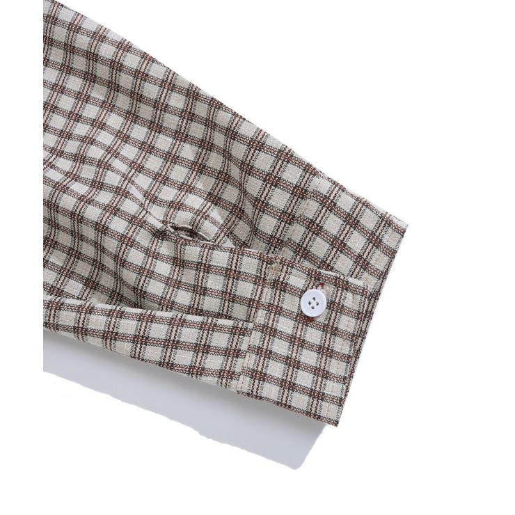 レトロ調可愛いワンちゃん刺繍チェック柄長袖シャツ[品番：XT000009622