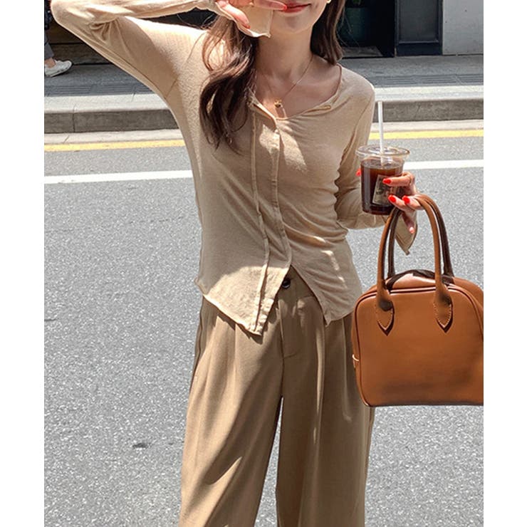 ベージュ | デザインフィットカットソートップス | aimoha 