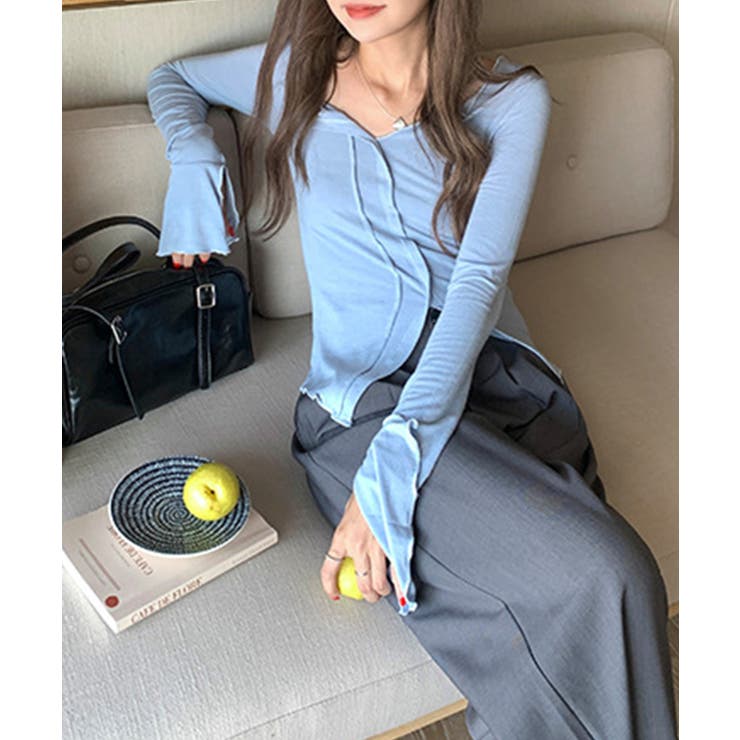 ブルー | デザインフィットカットソートップス | aimoha 