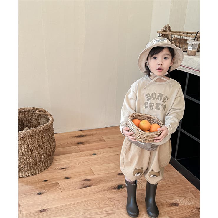 【aimoha-KIDS-】韓国子供服 可愛い猫ワッペンプリント裾絞りパンツ  | aimoha kids | 詳細画像2 