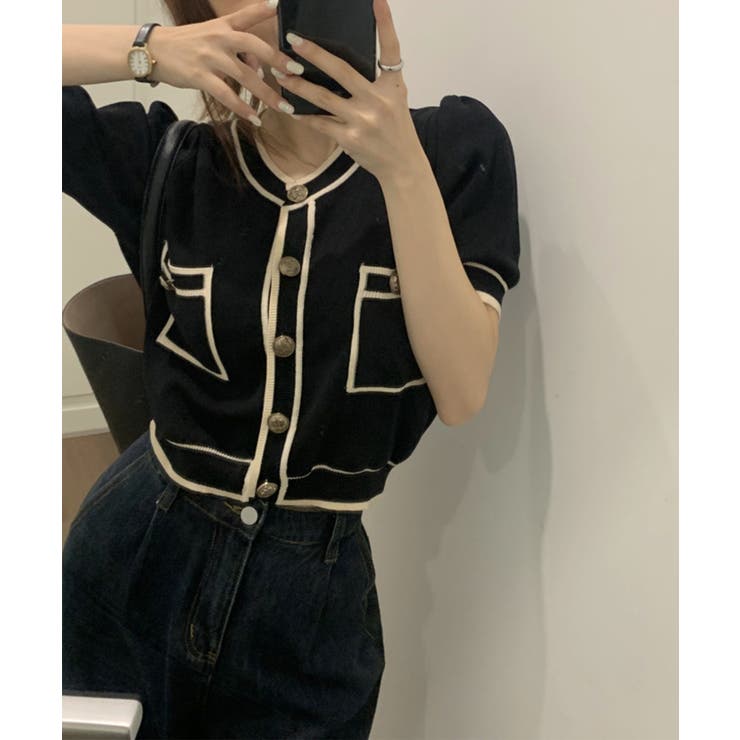 アウトリンキングカーディガン 韓国ファッション レディース | aimoha  | 詳細画像1 