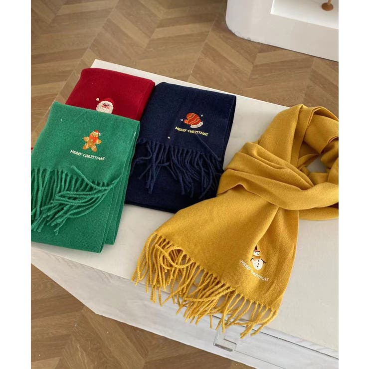 クリスマスワンポイント刺繍マフラー【AW】 | aimoha  | 詳細画像4 
