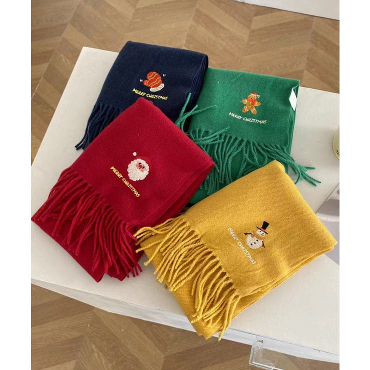 クリスマスワンポイント刺繍マフラー【AW】 | aimoha  | 詳細画像5 