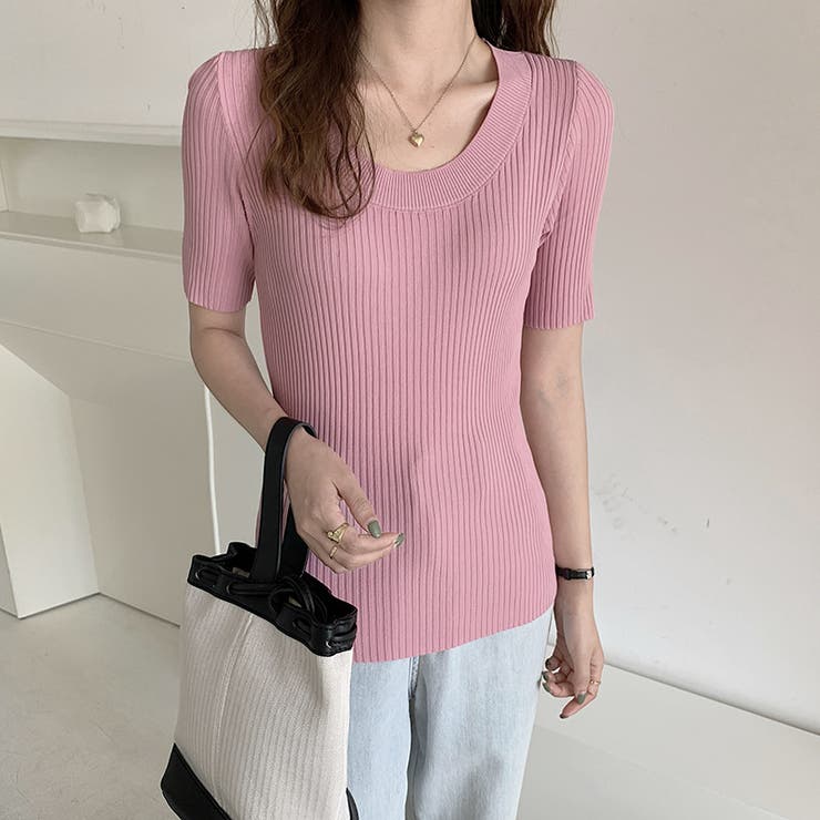 ラウンドネックシンプルカットソー 韓国ファッション ハイウエスト | aimoha  | 詳細画像3 