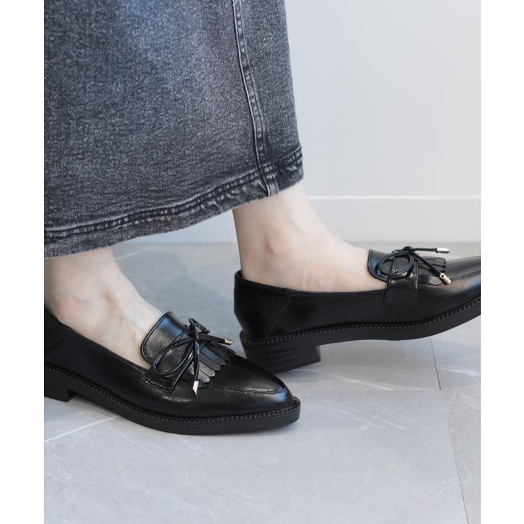 人気便利グッズ shoes365】ポインテッド トゥ厚底キルトローファー[品番 靴