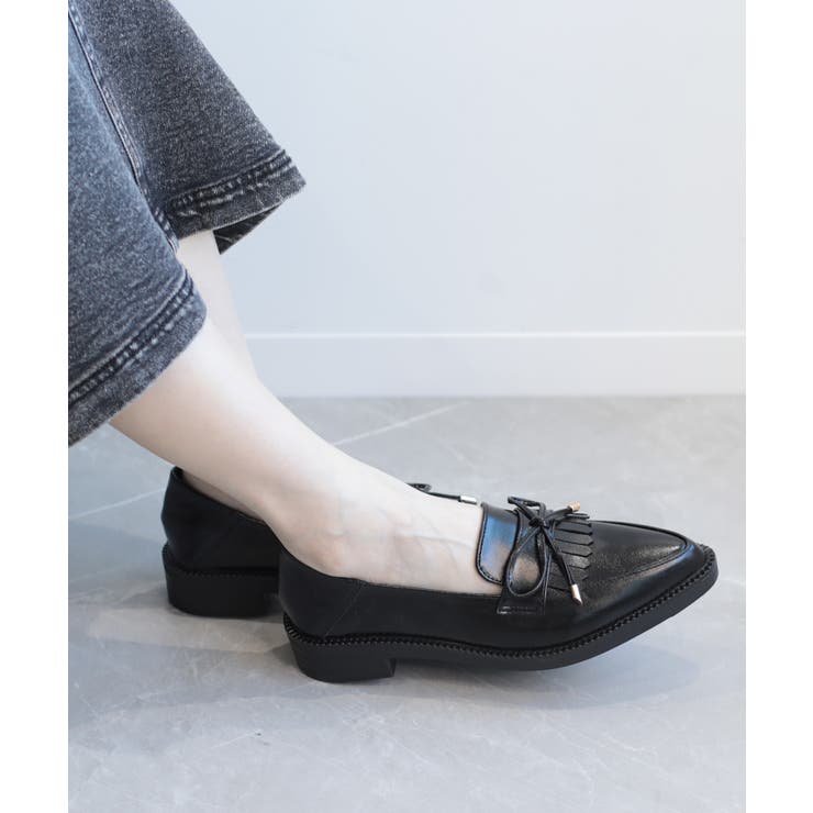 shoes365】ポインテッド トゥ厚底キルトローファー[品番