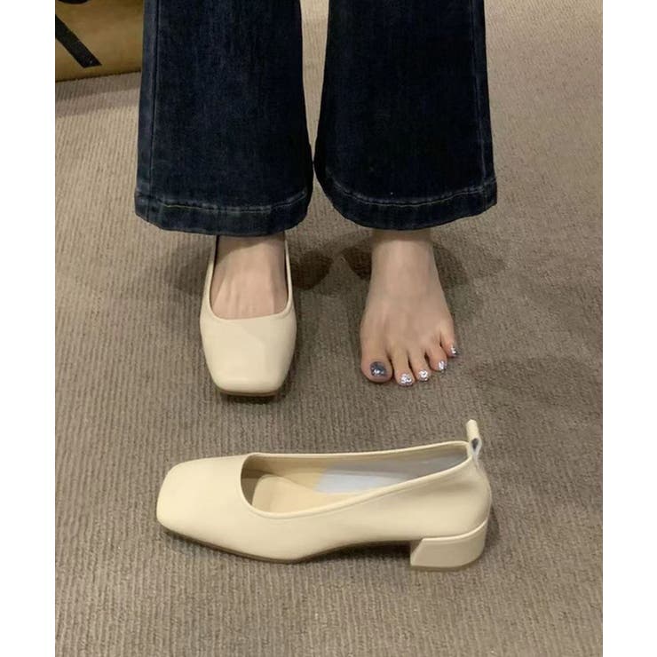 【shoes365】スクエアトゥミドルヒールソフトソールパンプス | aimoha  | 詳細画像8 