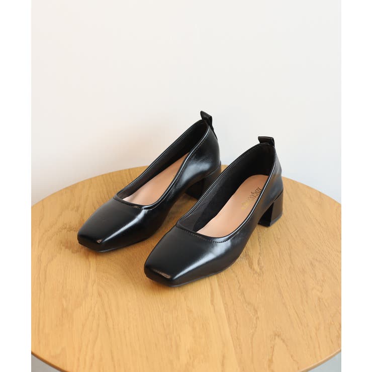 【shoes365】スクエアトゥミドルヒールソフトソールパンプス | aimoha  | 詳細画像4 