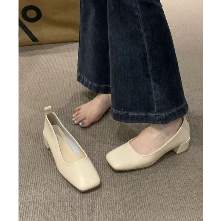 【shoes365】スクエアトゥミドルヒールソフトソールパンプス | aimoha  | 詳細画像7 
