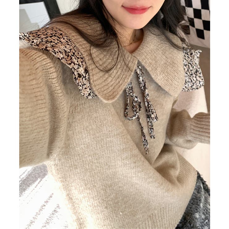 韓国風二重ビッグ襟ニットセーター オーバーサイズ オーバー