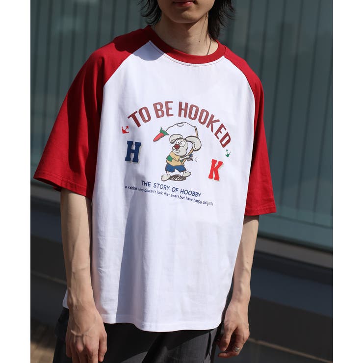 Tシャツ アメカジイラストプリントラグランスリーブ半袖TEE ユニ