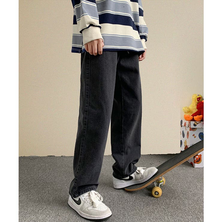 ウエストゴム ゆったりワイド デニムパンツ[品番：XT000006404