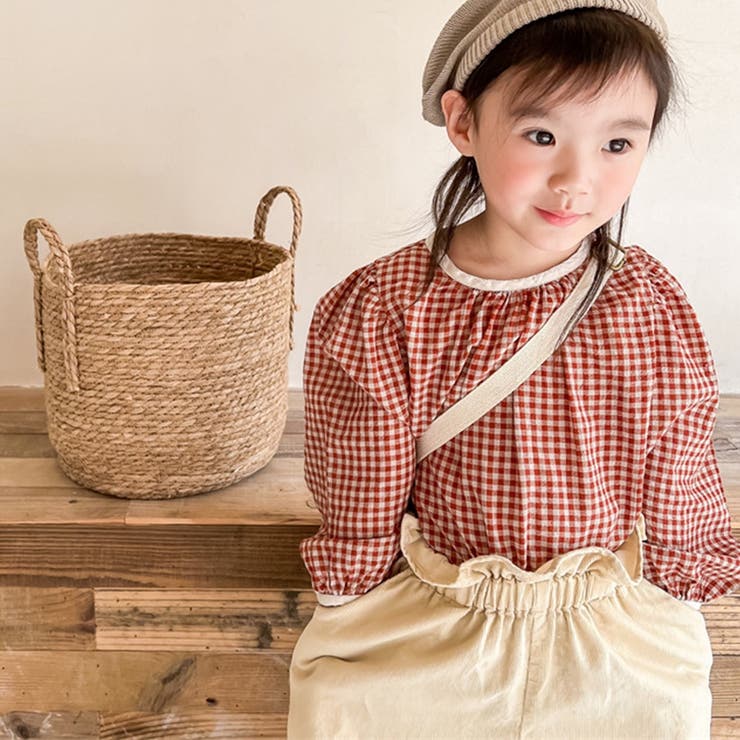aimoha KIDS ギンガムチェックガーリーブラウス | aimoha kids | 詳細画像1 