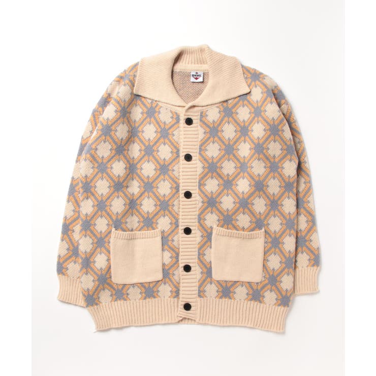 レトロ調幾何学チェック柄前開きポロ襟ニット ストリート系 オラオラ系 | HOOK | 詳細画像8 