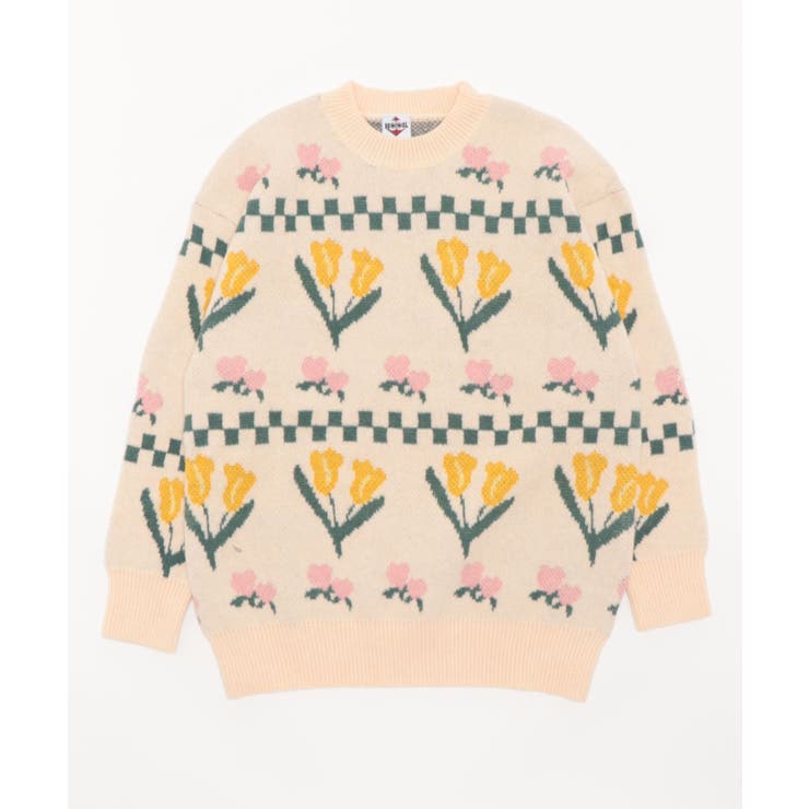 レトロ調花模様ニット風ウスェット ストリート系 オラオラ系 | HOOK | 詳細画像7 