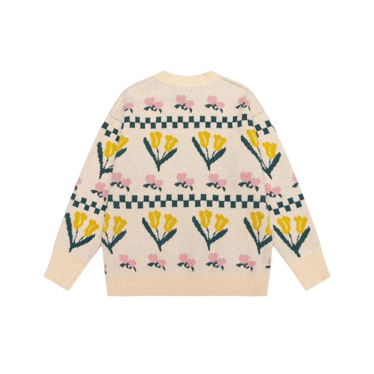 レトロ調花模様ニット風ウスェット ストリート系 オラオラ系 | HOOK | 詳細画像2 