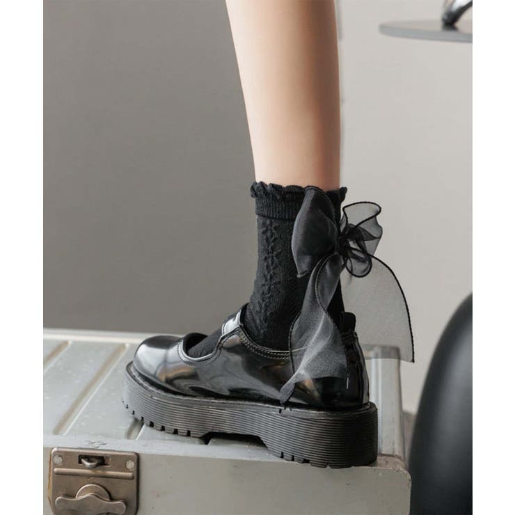 ブラック1 | [2025 MOSOX NEW COLLECTION]シアーリボンソックス | aimoha 
