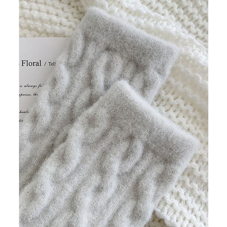 ライトグレー | 【MOSOX】ケーブル編み風レディースソックス | aimoha 