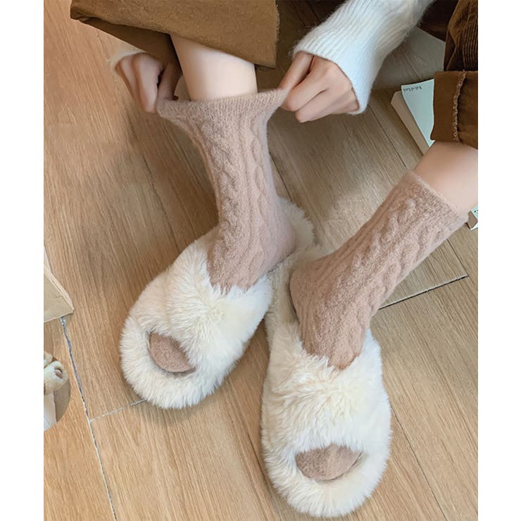 チョコ | 【MOSOX】ケーブル編み風レディースソックス | aimoha 