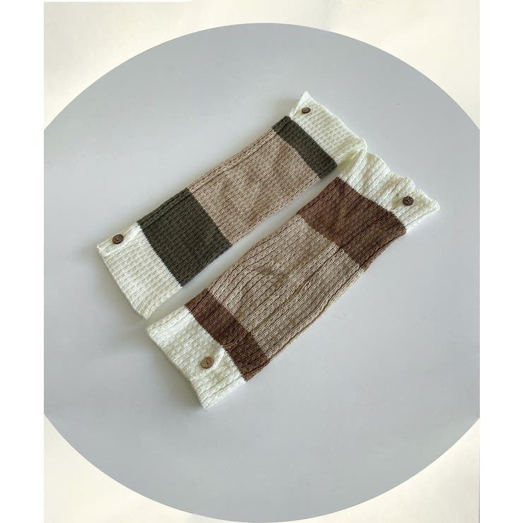 【MOSOX】木製ボタン付きのランダムボーダーレッグウォーマー | aimoha  | 詳細画像9 