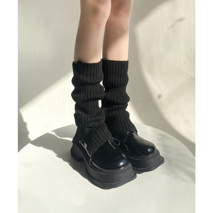 ブラック | 【MOSOX】木製ボタン付きレッグウォーマー | aimoha 