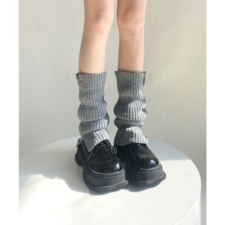 グレー | 【MOSOX】木製ボタン付きレッグウォーマー | aimoha 