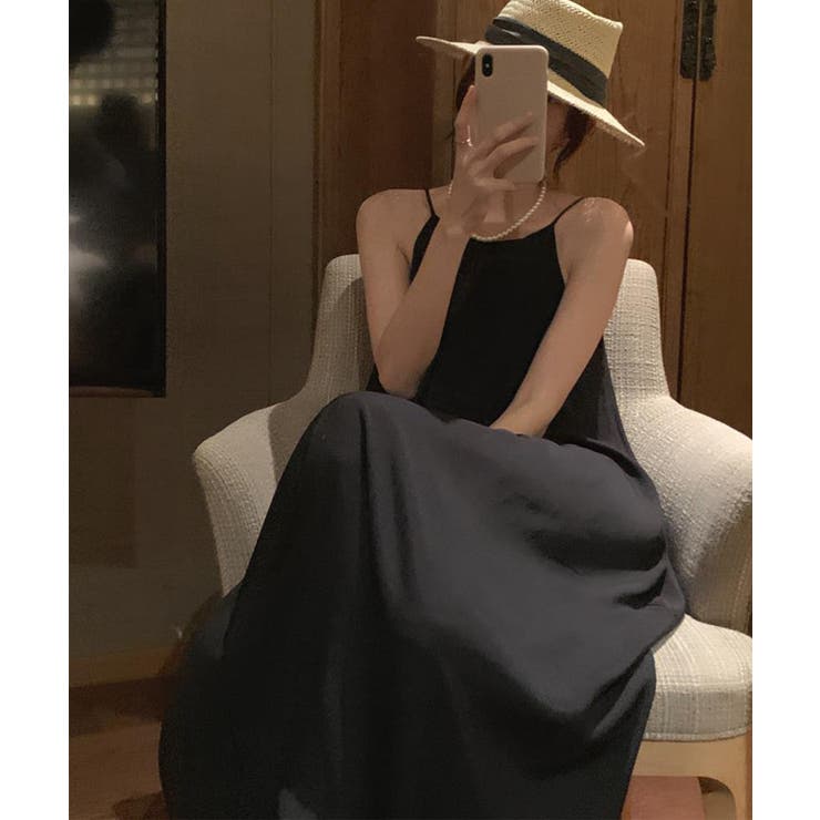 プリーツキャミソールワンピース ロングワンピース 韓国ファッション | aimoha  | 詳細画像11 