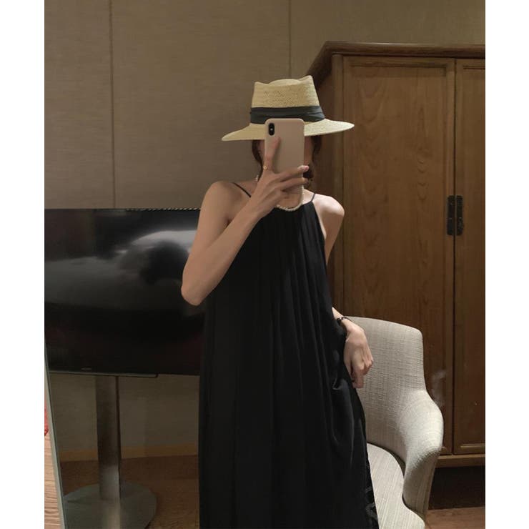 プリーツキャミソールワンピース ロングワンピース 韓国ファッション | aimoha  | 詳細画像12 