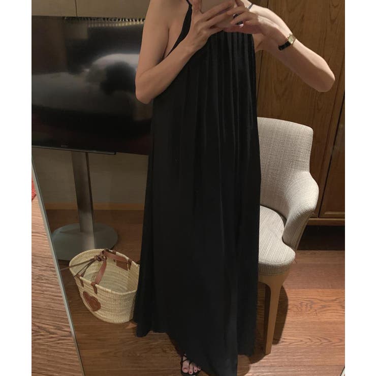 プリーツキャミソールワンピース ロングワンピース 韓国ファッション | aimoha  | 詳細画像13 