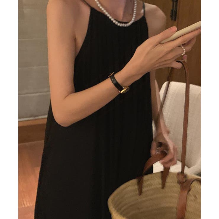 プリーツキャミソールワンピース ロングワンピース 韓国ファッション | aimoha  | 詳細画像14 