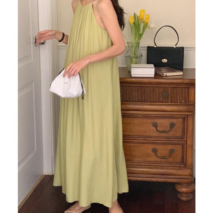 プリーツキャミソールワンピース ロングワンピース 韓国ファッション | aimoha  | 詳細画像22 