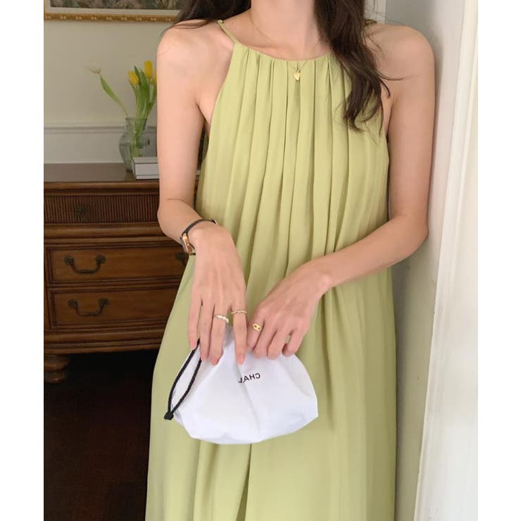 プリーツキャミソールワンピース ロングワンピース 韓国ファッション | aimoha  | 詳細画像24 