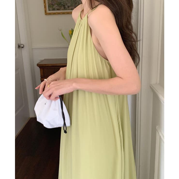 プリーツキャミソールワンピース ロングワンピース 韓国ファッション | aimoha  | 詳細画像23 