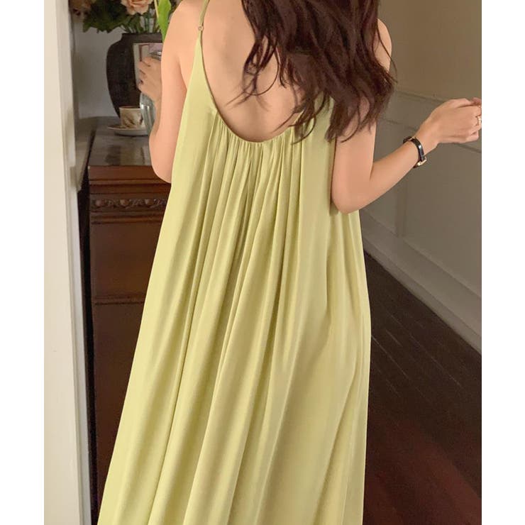 プリーツキャミソールワンピース ロングワンピース 韓国ファッション | aimoha  | 詳細画像6 