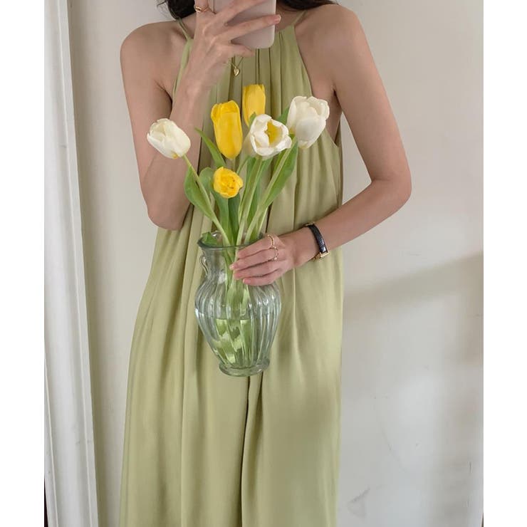 プリーツキャミソールワンピース ロングワンピース 韓国ファッション | aimoha  | 詳細画像7 