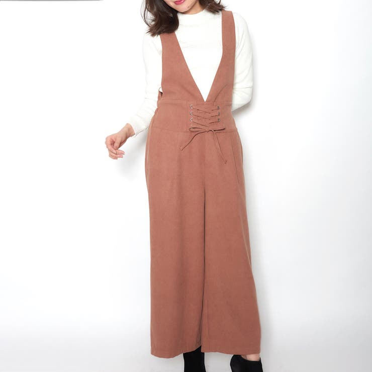 BEIGE | レースアップオールインワン コンビネゾン サロペット | aimoha 