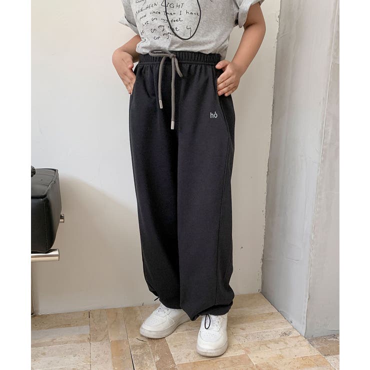 ブラック | 【aimoha-KIDS-】キッズ  ワイドスウェットパンツ | aimoha kids