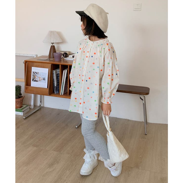 【-aimoha-KIDS-】ふんわりカラードットギャザーブラウス | aimoha kids | 詳細画像9 