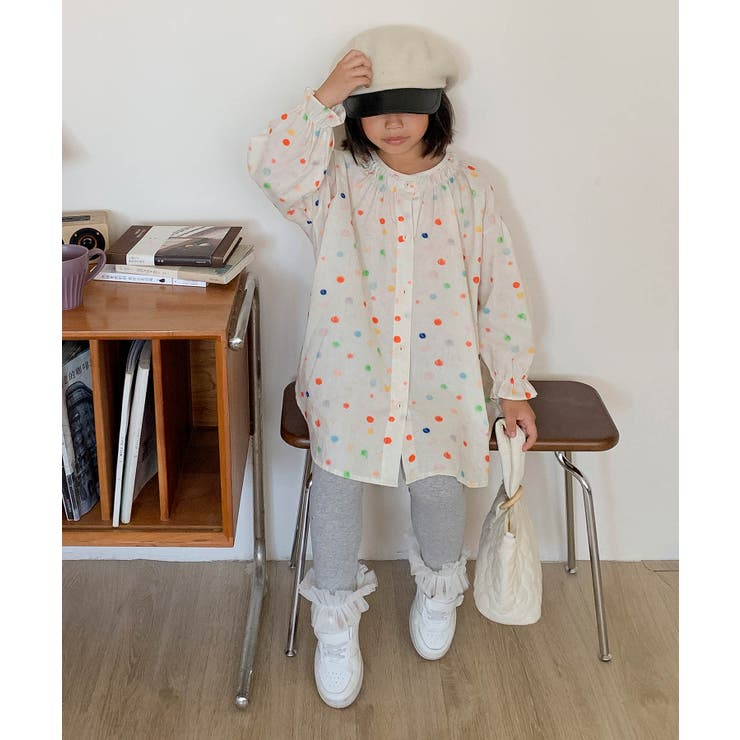 【-aimoha-KIDS-】ふんわりカラードットギャザーブラウス | aimoha kids | 詳細画像1 